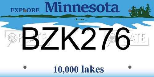 BZK276 Minnesota License Plate