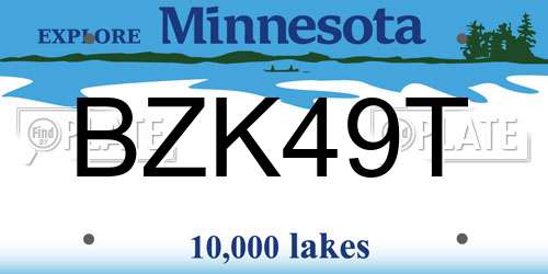 BZK49T Minnesota License Plate