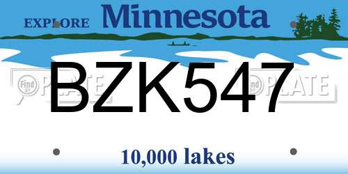 BZK547 Minnesota License Plate