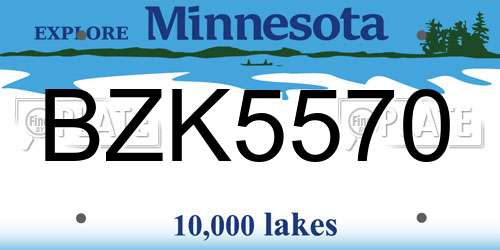 BZK5570 Minnesota License Plate