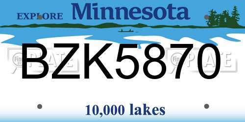BZK5870 Minnesota License Plate