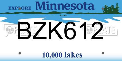 BZK612 Minnesota License Plate