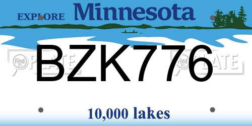 BZK776 Minnesota License Plate