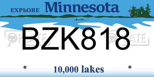 BZK818 Minnesota License Plate