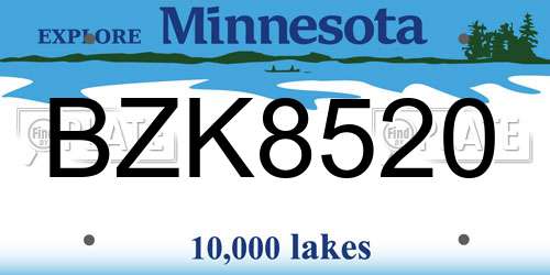 BZK8520 Minnesota License Plate