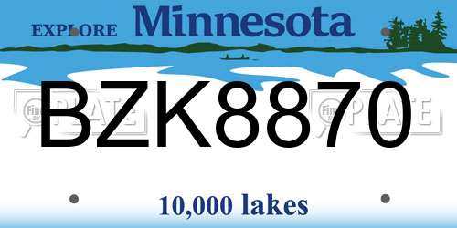 BZK8870 Minnesota License Plate
