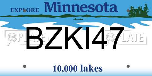 BZKI47 Minnesota License Plate