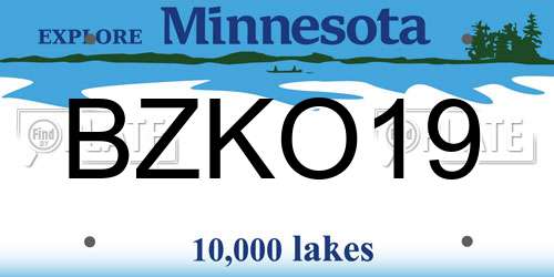 BZKO19 Minnesota License Plate
