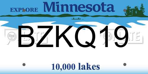 BZKQ19 Minnesota License Plate
