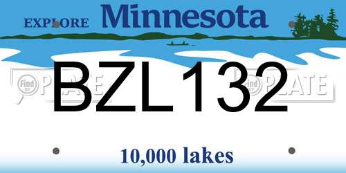 BZL132 Minnesota License Plate