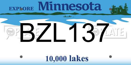 BZL137 Minnesota License Plate