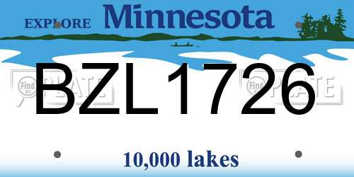 BZL1726 Minnesota License Plate