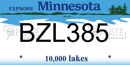 BZL385 Minnesota License Plate