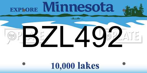 BZL492 Minnesota License Plate
