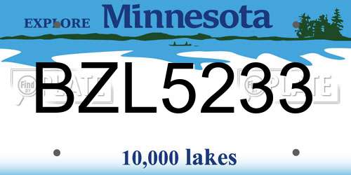 BZL5233 Minnesota License Plate