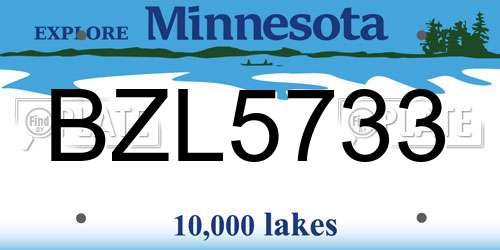 BZL5733 Minnesota License Plate