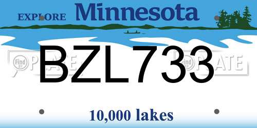 BZL733 Minnesota License Plate