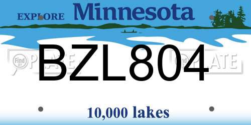 BZL804 Minnesota License Plate