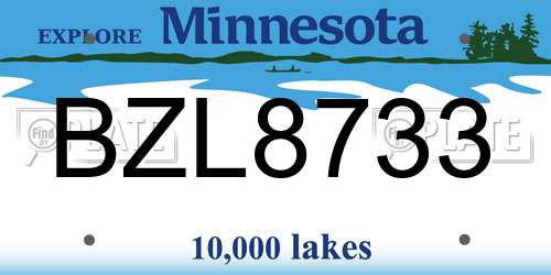BZL8733 Minnesota License Plate