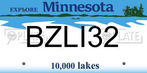 BZLI32 Minnesota License Plate