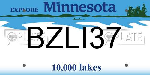 BZLI37 Minnesota License Plate
