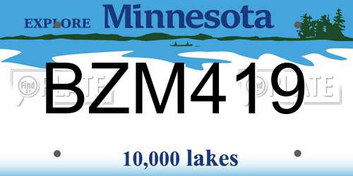 BZM419 Minnesota License Plate
