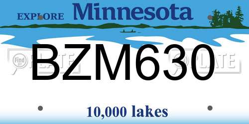 BZM630 Minnesota License Plate