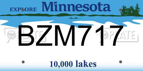 BZM717 Minnesota License Plate