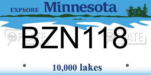 BZN118 Minnesota License Plate