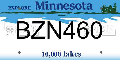 BZN460 Minnesota License Plate