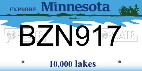 BZN917 Minnesota License Plate