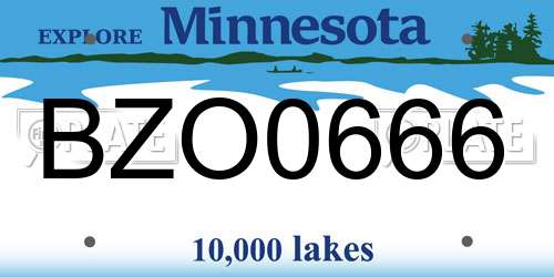 BZO0666 Minnesota License Plate