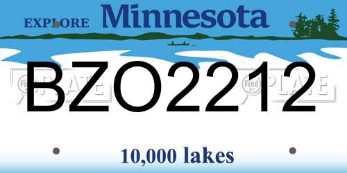 BZO2212 Minnesota License Plate