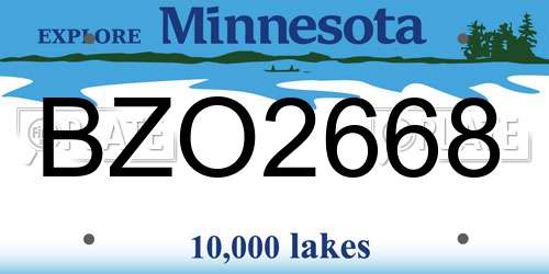 BZO2668 Minnesota License Plate