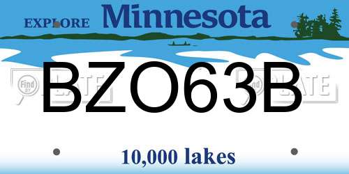 BZO63B Minnesota License Plate