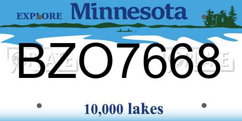 BZO7668 Minnesota License Plate