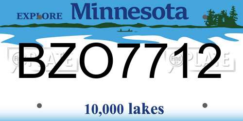 BZO7712 Minnesota License Plate