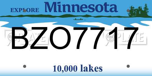 BZO7717 Minnesota License Plate