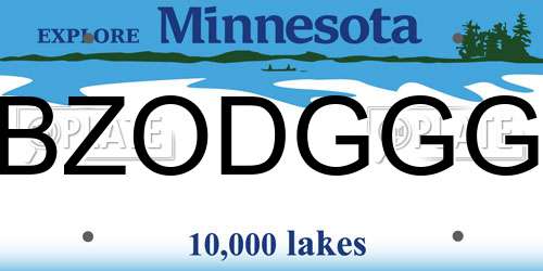 BZODGGG Minnesota License Plate