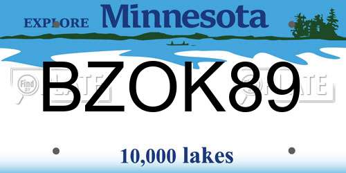 BZOK89 Minnesota License Plate