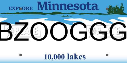 BZOOGGG Minnesota License Plate