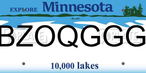 BZOQGGG Minnesota License Plate