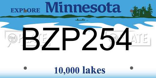 BZP254 Minnesota License Plate