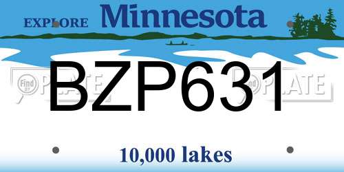 BZP631 Minnesota License Plate
