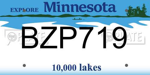 BZP719 Minnesota License Plate