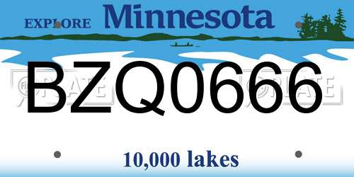BZQ0666 Minnesota License Plate