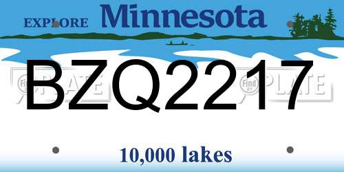BZQ2217 Minnesota License Plate