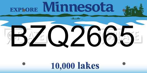 BZQ2665 Minnesota License Plate