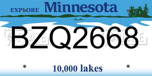 BZQ2668 Minnesota License Plate