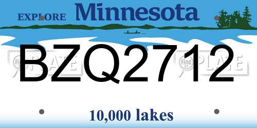 BZQ2712 Minnesota License Plate